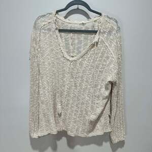 En Creme Embroidered Crocheted Off-White/Cream Top, Sz S